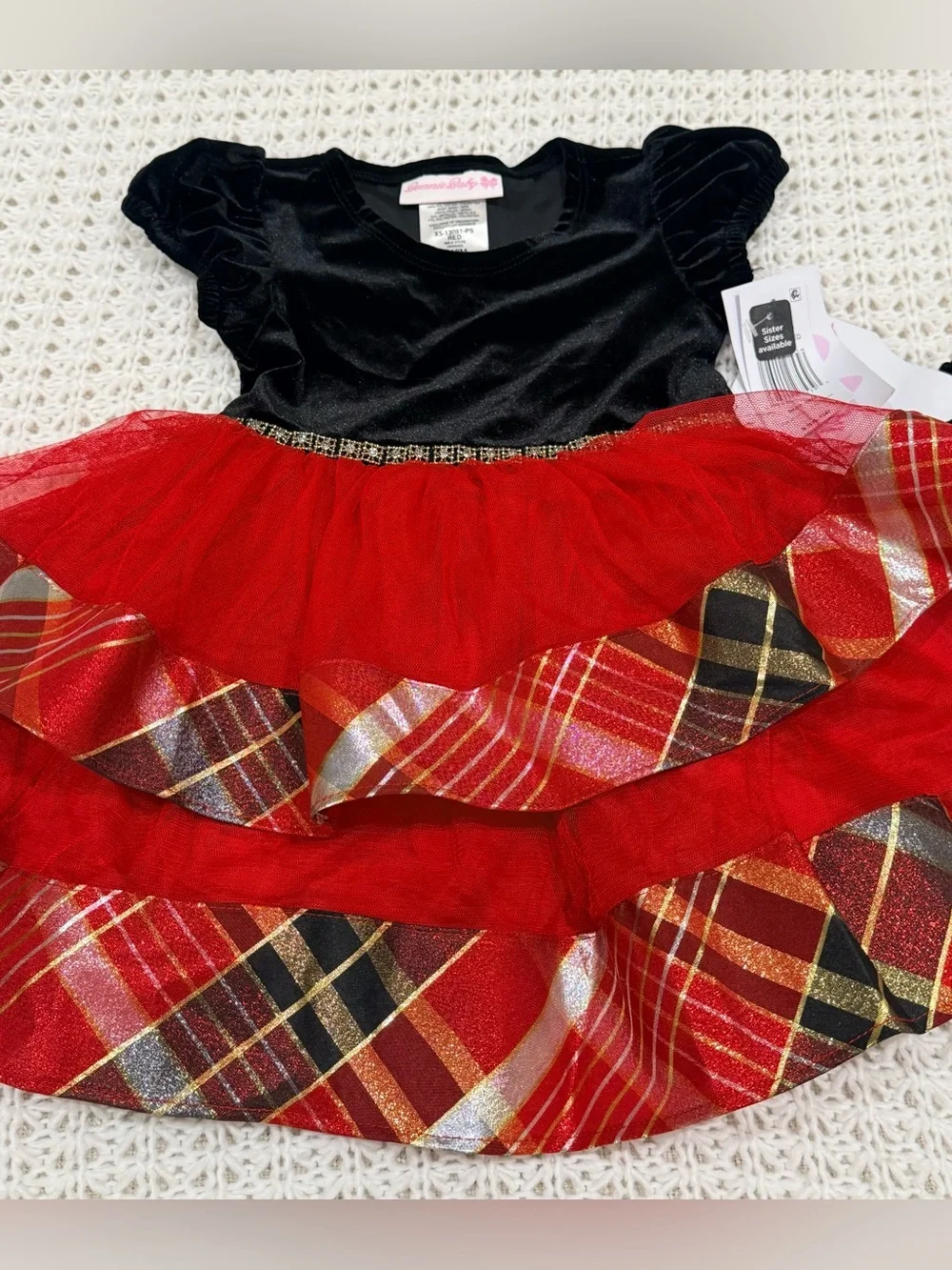 Bonnie baby girl holiday dress with a black velvet bodice & layered skirt sz 18m